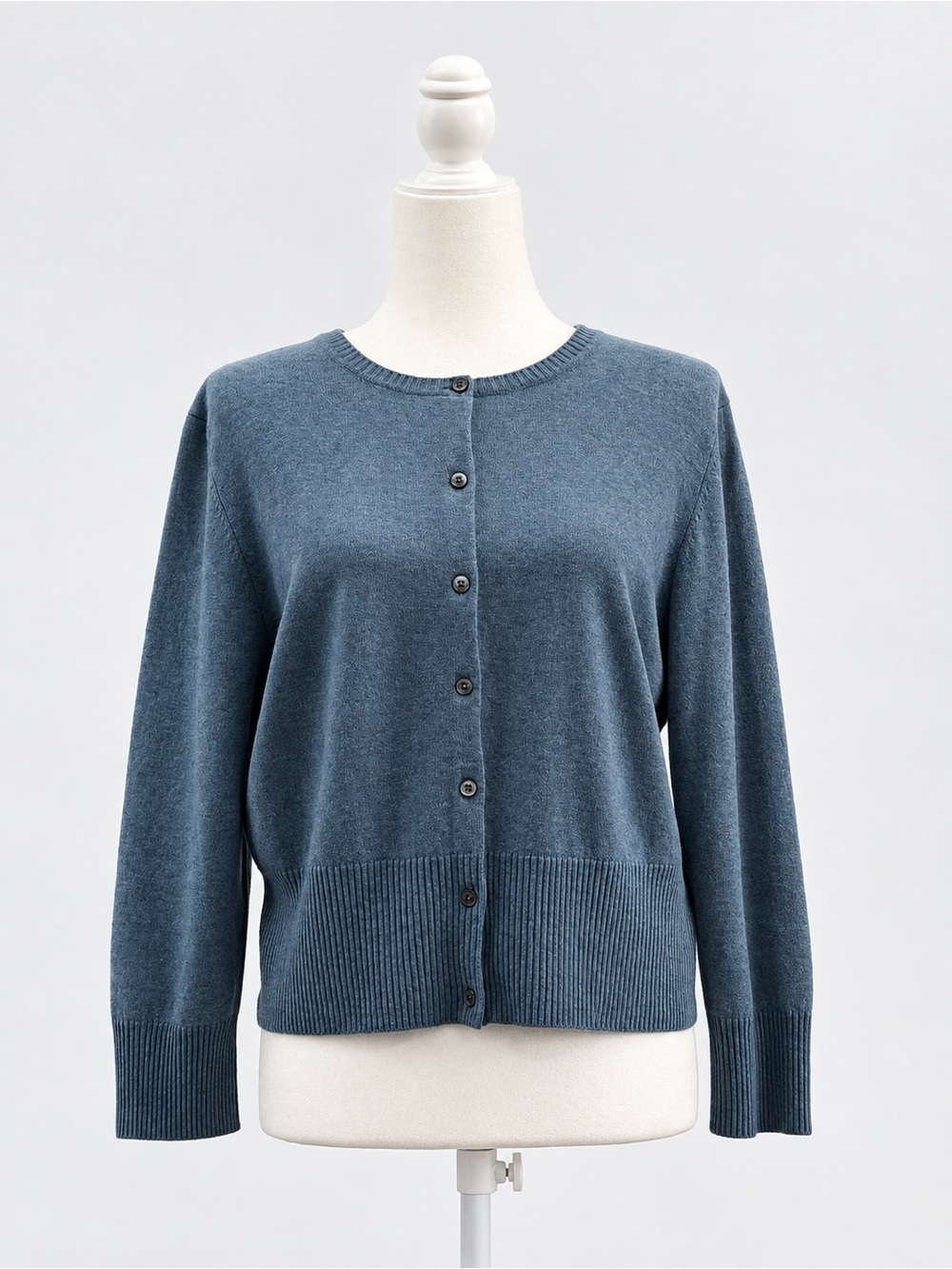 Pure Collection Womens Blue Wool Cashmere Knit Button-Front Cardigan 14/16